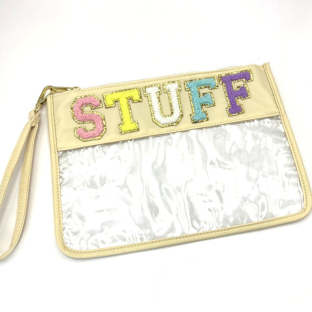Stuff Zipper Pouch Wristlet Bag Clear Purse Stadium Bag Cosmetic Pouch
